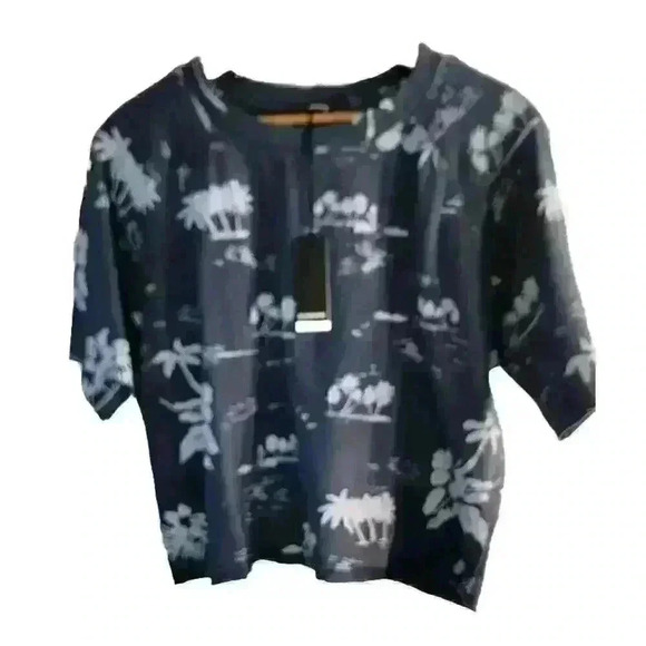 Monrow Hawaiian Vintage Raglan Top Womens Size Small Short Sleeve Crewneck - Picture 2 of 8